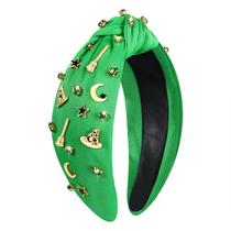 Faixa de cabelo JERTOCLE Green Witch Hat Broom Knotted