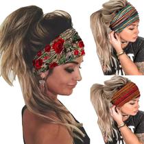 Faixa de cabelo K-Elewon Wide Elastic feminina para esportes e ioga x3