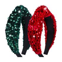 Faixa de cabelo Lanmerry Christmas Knotted Sequin Velvet, 2 unidades Faixa de cabelo Lanmerry Christmas Knotted Sequin Velvet, 2 unidades