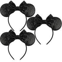 Faixa de cabelo LIHELEI Minnie Mouse Ears, 3 peças, preta Faixa de cabelo LIHELEI Minnie Mouse Ears, 3 peças, preta