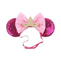 Faixa de Cabelo Mickey para Bebê Recém-nascido - Com Lantejoulas e Arco Ajustável (5")