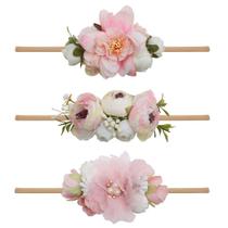 Faixa de cabelo mligril Baby Girl Floral, 3 peças de 1 a 6 anos