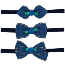 Faixa de Cabelo para Bebê Glamour Marinho Kit 3 Peças Faixa de Cabelo para Bebê Glamour Marinho Kit 3 Peças