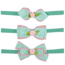 Faixa de Cabelo para Bebê Glamour Verde Kit 3 Peças Faixa de Cabelo para Bebê Glamour Verde Kit 3 Peças