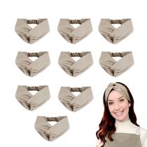 Faixa de Cabelo Turbante Bandana Bege Chef Cozinha Bar 10un