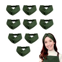 Faixa de Cabelo Turbante Bandana Verde Escuro Cozinha 10un
