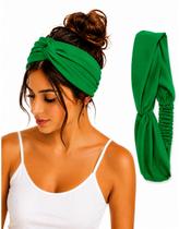 Faixa de Cabelo Verde Turbante Nó Torcido Feminina Faixa de Cabelo Verde Turbante Nó Torcido Feminina