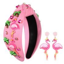 Faixa de cabelo YAHPERN Flamingo Rhinestone Crystal Wide Knot Faixa de cabelo YAHPERN Flamingo Rhinestone Crystal Wide Knot