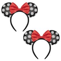 Faixa de cabelo YUNISS, 2 peças de lantejoulas, bolinhas, orelhas de mouse