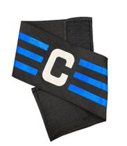 Faixa de Capitão Braçadeira de Futebol Ajustável e Elastica Cor Preta e Azul
