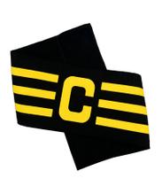 Faixa de Capitão cor Preta e Amarela Braçadeira Elástica e Ajustável