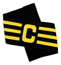 Faixa De Capitão Cor Preta E Amarela Braçadeira Elástica