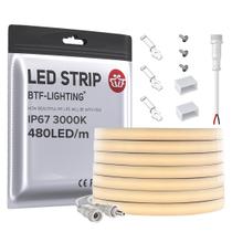 Faixa de LED BTF-LIGHTING FCOB COB IP67 à prova d'água 5m branca quente