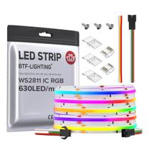 Faixa de LED BTF-LIGHTING FCOB WS2811 IC RGB 16,4 pés 630 LED/m DC12V