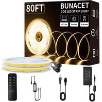 Faixa de luz LED BUNACET 24 m COB 80 pés, branca quente, 3000 K, regulável