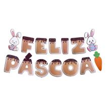 Faixa de Papel Feliz Páscoa Chocolate 12X16cm BR Festas