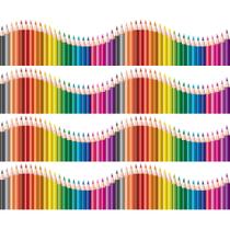 Faixa de Parede Infantil Lapis de Cor Onda Colorida 3mx15cm