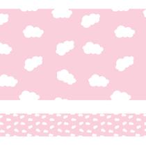 Faixa de Parede Nuvens em Rosa para Quarto Infantil 6mx15cm Faixa de Parede Nuvens em Rosa para Quarto Infantil 6mx15cm