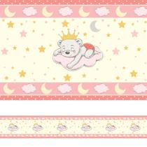 Faixa de Parede Ursinha Princesa para Quarto de Bebê 10mx10cm - Quartinhos