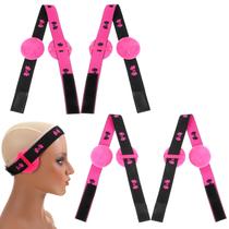 Faixa de peruca CIATBYYJ para renda frontal com 8 capas de ouvido rosa vermelha