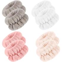 Faixa de Pulso Para Lavagem Facial Lisa 1 Par Microfibra Macia Reutilizavel Spa Pulso Pulseira Toalha Absorvente Maquiagem