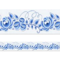 Faixa Decorativa Adesiva (Autocolante) - FLORAL AZUL PORTUGUES 2