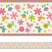 Faixa Decorativa Adesiva Infantil Flores Borboletas 20mx10cm
