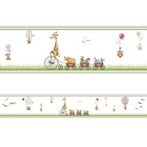 Faixa Decorativa Adesiva Infantil Safari Tons Claros Quarto Bebê PPDFM311 100CM X 16CM