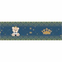 Faixa Decorativa Adesivo Infantil Ursinho Coroa Realeza Azul Escuro - CG Mimo Kids