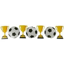Faixa Decorativa Copa do Mundo Troféus e Bolas de Futebol 1,30M