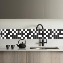 Faixa Decorativa Cozinha Azulejo Papel Parede Preto E Branco 100X10cm Faixa Decorativa Cozinha Azulejo Papel Parede Preto E Branco 100X10cm