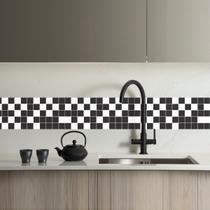 Faixa Decorativa Cozinha Azulejo Papel Parede Preto E Branco 100X10cm