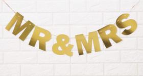 Faixa Decorativa de Casamento DIY com Props para Cabine de Fotos Mr & Mrs Dourado Metálico - Inkdotpot Faixa Decorativa de Casamento DIY com Props para Cabine de Fotos Mr & Mrs Dourado Metálico - Inkdotpot