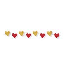Faixa Decorativa de Coração Brilhante Vermelho e Dourado - 1 unidade - Cromus - Rizzo