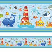 Faixa Decorativa De Parede Infantil Fundo Do Mar 10Cmx5M