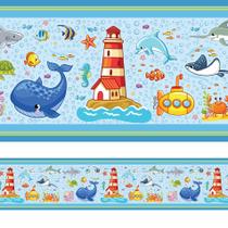 Faixa Decorativa de Parede Infantil Fundo do Mar 10cmx5m Faixa Decorativa de Parede Infantil Fundo do Mar 10cmx5m