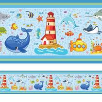 Faixa Decorativa de Parede Infantil Fundo do Mar 15cmx3m