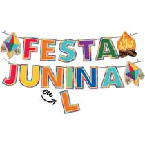 Faixa decorativa festa junina/julina 2 em 1 arraial festança