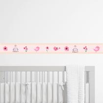 Faixa Decorativa Flor e Passarinho Infantil quarto Bebê Adesivo de Parede Faixa Decorativa Flor e Passarinho Infantil quarto Bebê Adesivo de Parede