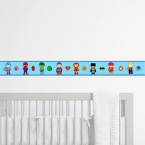 Faixa Decorativa Heróis Infantil quarto Bebê Adesivo de Parede