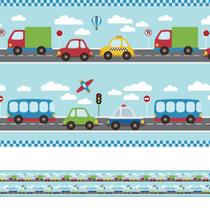 Faixa Decorativa Infantil Adesiva Carros 10mx10cm
