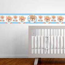Faixa Decorativa Infantil Azul Bebê Papel De Parede Ursinho