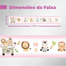 Faixa Decorativa Infantil Papel De Parede Safari Rosa - MN COLORS