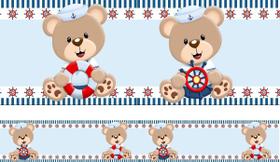 Faixa Decorativa Infantil Urso Marinheiro Adesivo Uni 03 - Artetik Digital