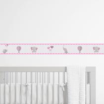 Faixa Decorativa Papel De Parede Elefante Rosa Infantil quarto Bebê