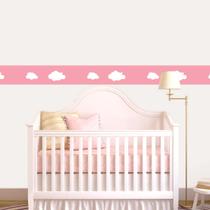 Faixa Decorativa Quarto Bebê Infantil Nuvens Rosa 8M