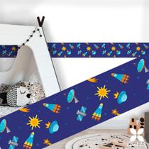 Faixa decorativa quarto infantil espaço foguete menino