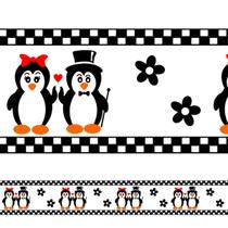 Faixa DecorativaCasal De Pinguins Elegantes - 100x15cm