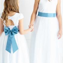 Faixa e Laço AZUL Infantil Prega Acessório Para Vestido Festa elegância conforto luxo REF4196
