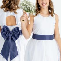 Faixa e Laço Azul Marinho Infantil Prega Acessório Vestido Festa elegância conforto luxo REF4196